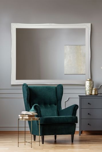 Hamilton White Shabby Chic Design Wide Wall Mirror 137 x 107 CM