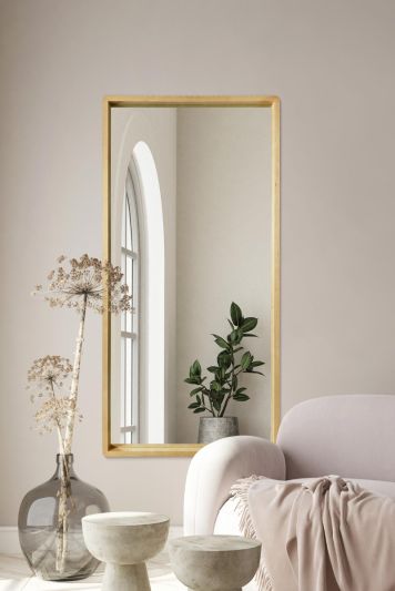 The Naturalis - Solid Oak Rounded Corner  Leaner / Wall Mirror 63 X 31 inches (160CM X 80CM) Scandinavian Inspired.