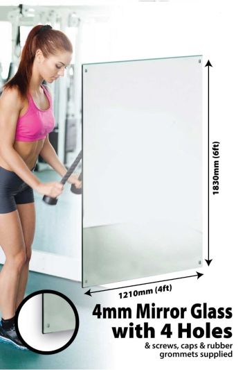 Circuitt 4mm Sheet Mirror Glass 4 Holes 183 x 122 CM
