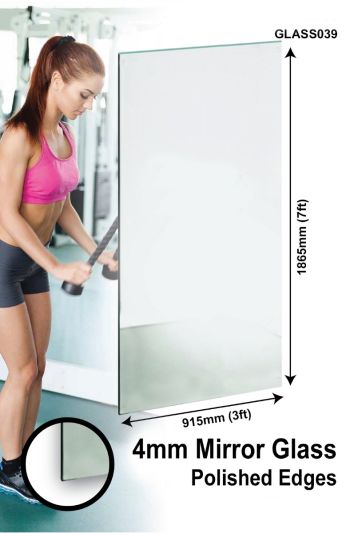 Circuitt 4mm Sheet Mirror Glass 213 x 91cm 7ft x 3ft Polished Edges