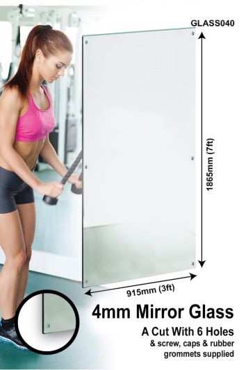 Circuitt 4mm Sheet Mirror Glass 6 Holes 7ft x 3ft 213 x 91 CM