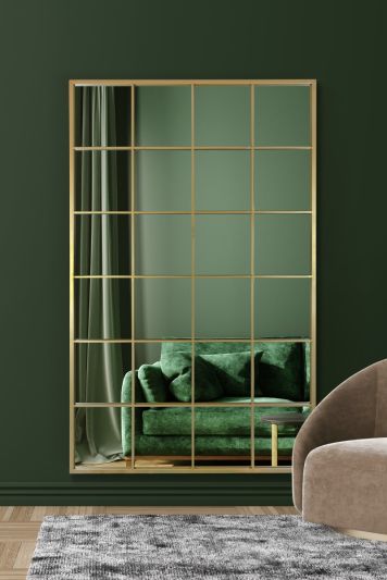 The Fenestra - Gold Modern Window Leaner / Wall Mirror 69" X 43" (174CM X 110CM)