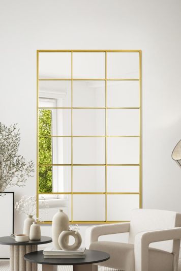 The Fenestra - Gold Modern Window Leaner / Wall Mirror 79" X 47" (200CM X 120CM)