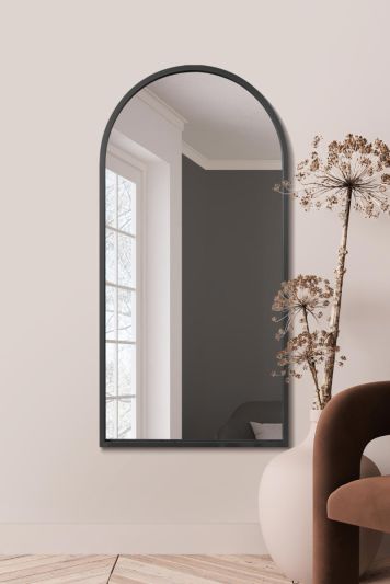 The Arcus - Black Framed Arched Leaner/Wall Mirror 55" X 27.5" (140CM X 70CM)