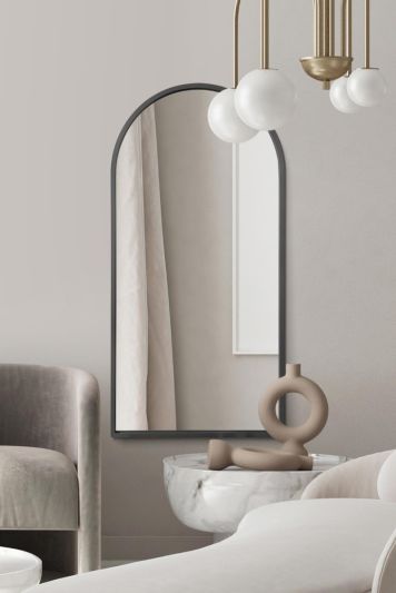 The Arcus - Black Framed Arched Leaner/Wall Mirror 63" X 31" (160CM X 80CM)