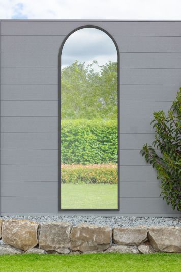 The Arcus - Black Framed Arched Garden Wall Mirror 71" X 24" (180CM X 60CM)