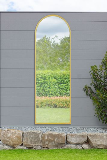 The Arcus - Gold Framed Arched Garden Wall Mirror 71" X 24" (180CM X 60CM)