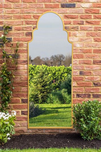 The Arcus - Gold Framed Arched Leaner/Wall Garden Mirror 71" x 28" (180x70CM)