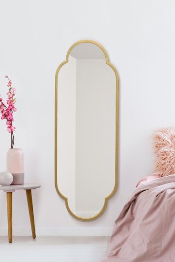 The Duplici - New Gold Metal Framed Double Arched Oval Wall Mirror 59" X 20" (150CM X 52CM)