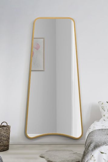 The Coartans - New Gold Metal Wall Mirror with Arched Base and Tapered Frame 71" X 34" (180CM X 85CM).