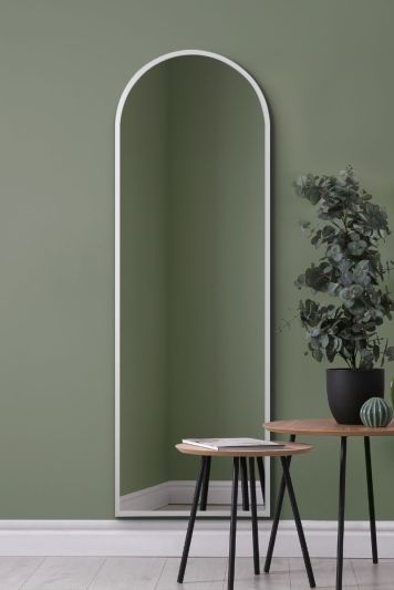 The Arcus - White Framed Arched Leaner/Wall Mirror 71" X 24" (180CM X 60CM)