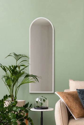 The Arcus - White Metal Framed Arched Wall Mirror 47" X 16" (120CM X 40CM)