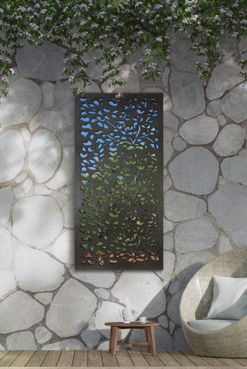 Amarelle Extra Large Metal Leaf design Decorative Garden screen Mirror 120x60cm