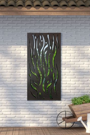 Amarelle Extra Large Metal Flame Decorative Garden screen Mirror 120cm X 60cm