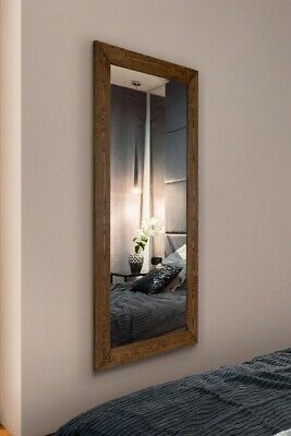 The Farmhouse Range - Dark Rustic Brown Traditional Stained Solid Wooden Leaner or Wall Hung Mirror 68" X 32" (172CM X 81CM)