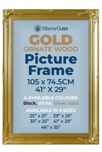 The Antiquitus - Ornate Swept Gold Picture Frame 41" X 29" (105 x 74.5CM). Wooden Frame Supplied With Backing Board and Glass.