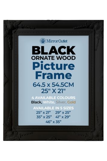 The Antiquitus - Ornate Swept Black Picture Frame 25" X 21" (64.5 x 54.5CM). Wooden Frame Supplied With Backing Board and Glass.