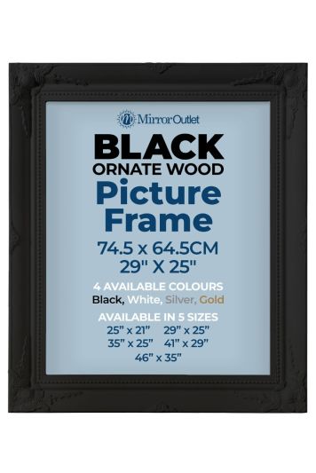 The Antiquitus - Ornate Swept Black Picture Frame 29" X 25" (74.5 x 64.5CM). Wooden Frame Supplied With Backing Board and Glass.