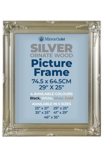 The Antiquitus - Ornate Swept Silver Picture Frame 29" X 25" (74.5 x 64.5CM). Wooden Frame Supplied With Backing Board and Glass.