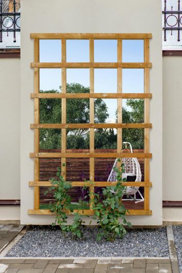 The Trellis Garden Mirror - Large Wooden Wall Fence or Leaner Mirror 71" X 47" (180CM X 119.5CM). Scandinavian Spruce Wood