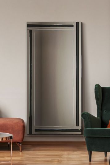 Dalton Black All Glass Full Length Mirror 174 x 85 CM