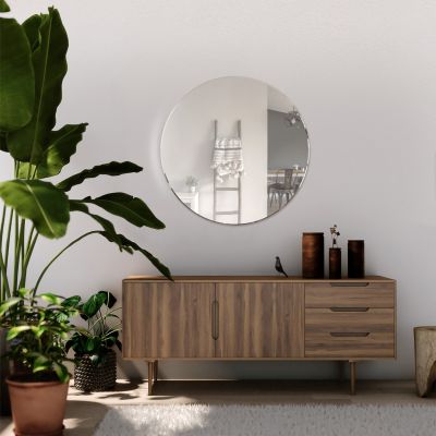 All Glass Bevelled Classic Design Round Mirror 60 x 60CM